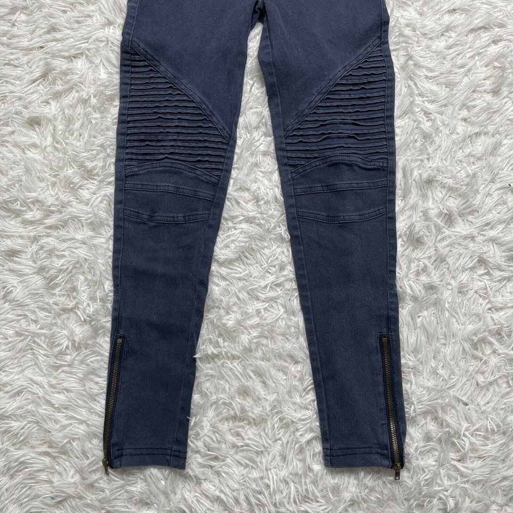 Beulah Small Blue Moto Leggings Jeggings Pants Zip - Picture 3 of 7